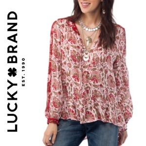 Lucky Brand🍀Boho Style Floral Print Peasant Top!